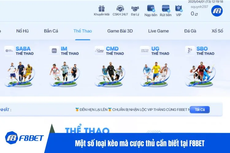 Một số loại kèo mà cược thủ cần biết tại F8BET