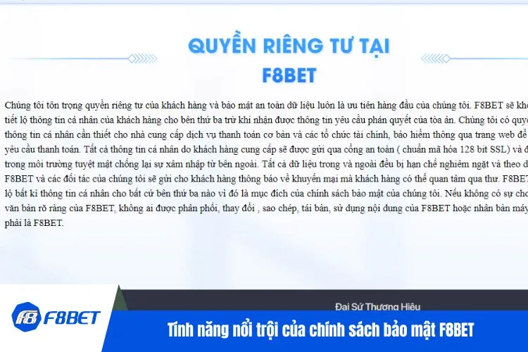 Tính năng nổi trội của chính sách bảo mật F8BET
