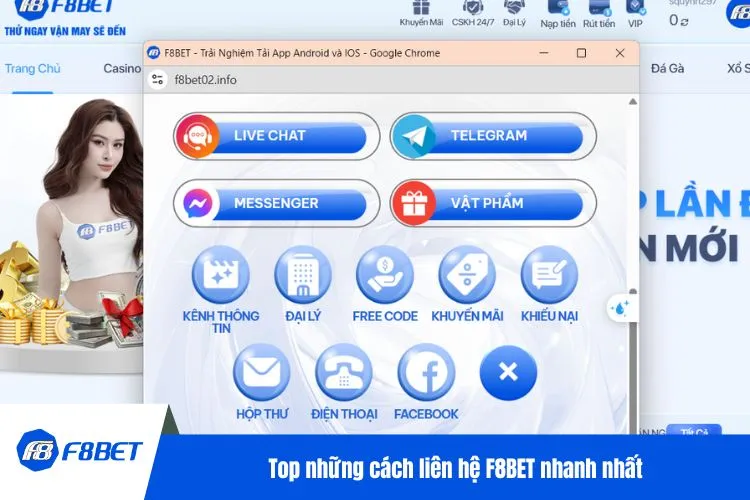 Top những cách liên hệ F8BET nhanh nhất