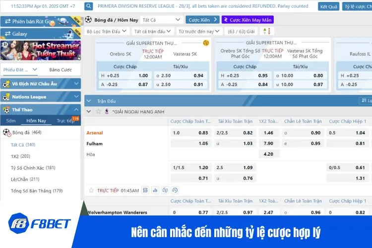 Nên cân nhắc đến những tỷ lệ cược hợp lý